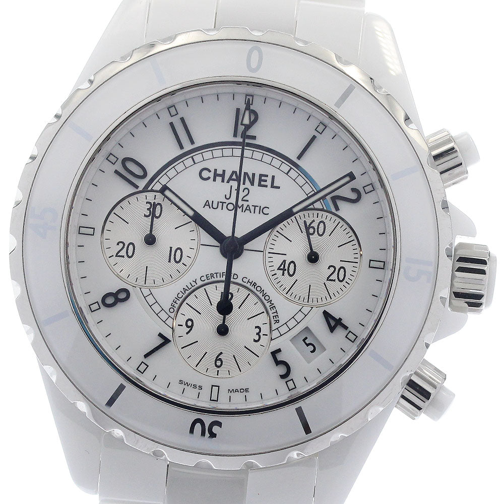 CHANEL J12 white ceramic H1007 Date Chronograph Automatic Men's Watch_952376