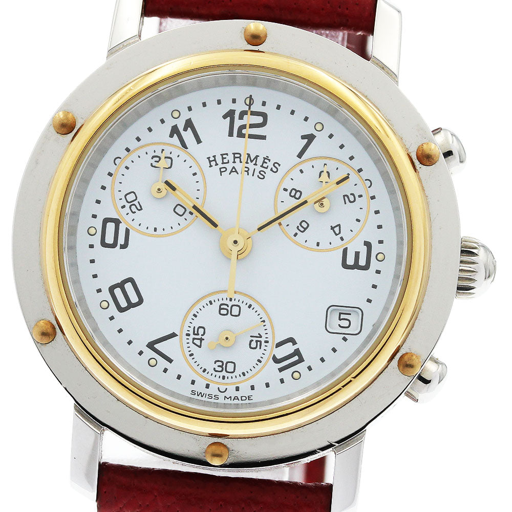 HERMES Clipper chrono CL1.320 Date white Dial Quartz Ladies Watch_952476