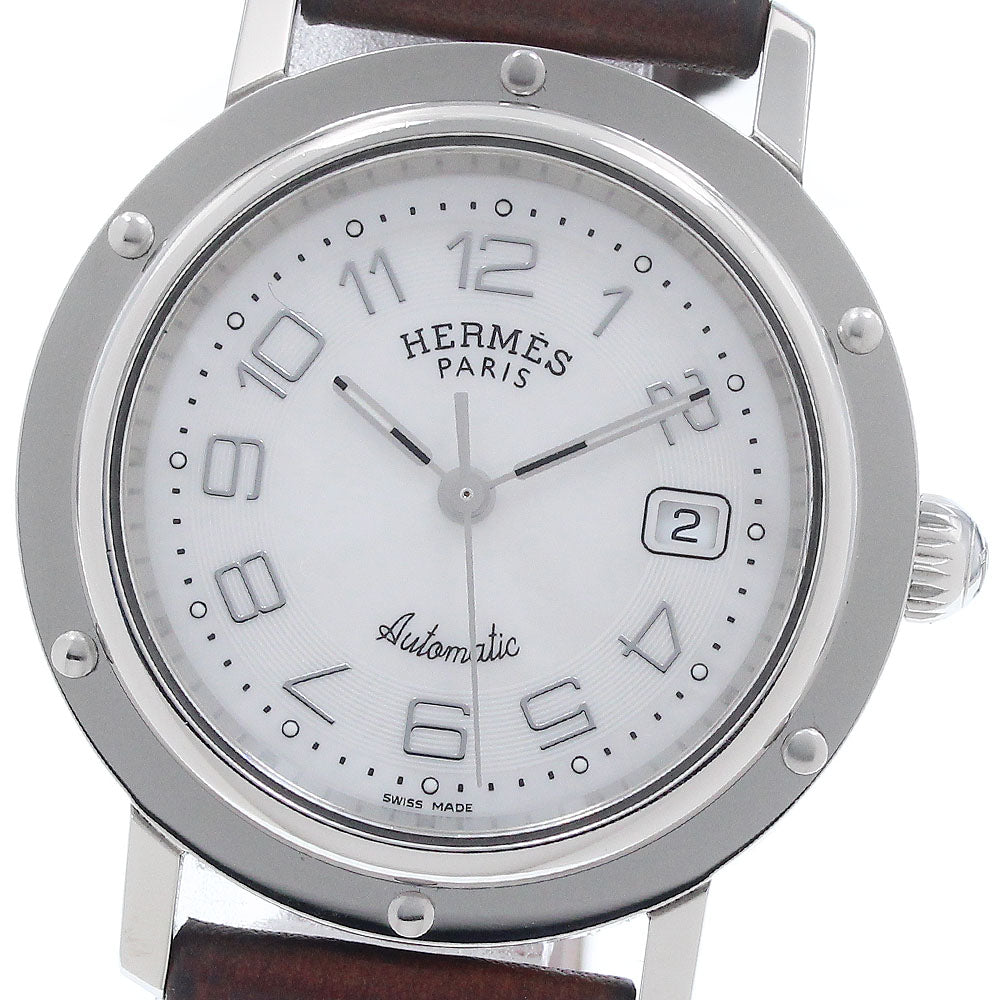 HERMES Clipper CL5.410 Date White shell Dial Automatic Boy's Watch_952506