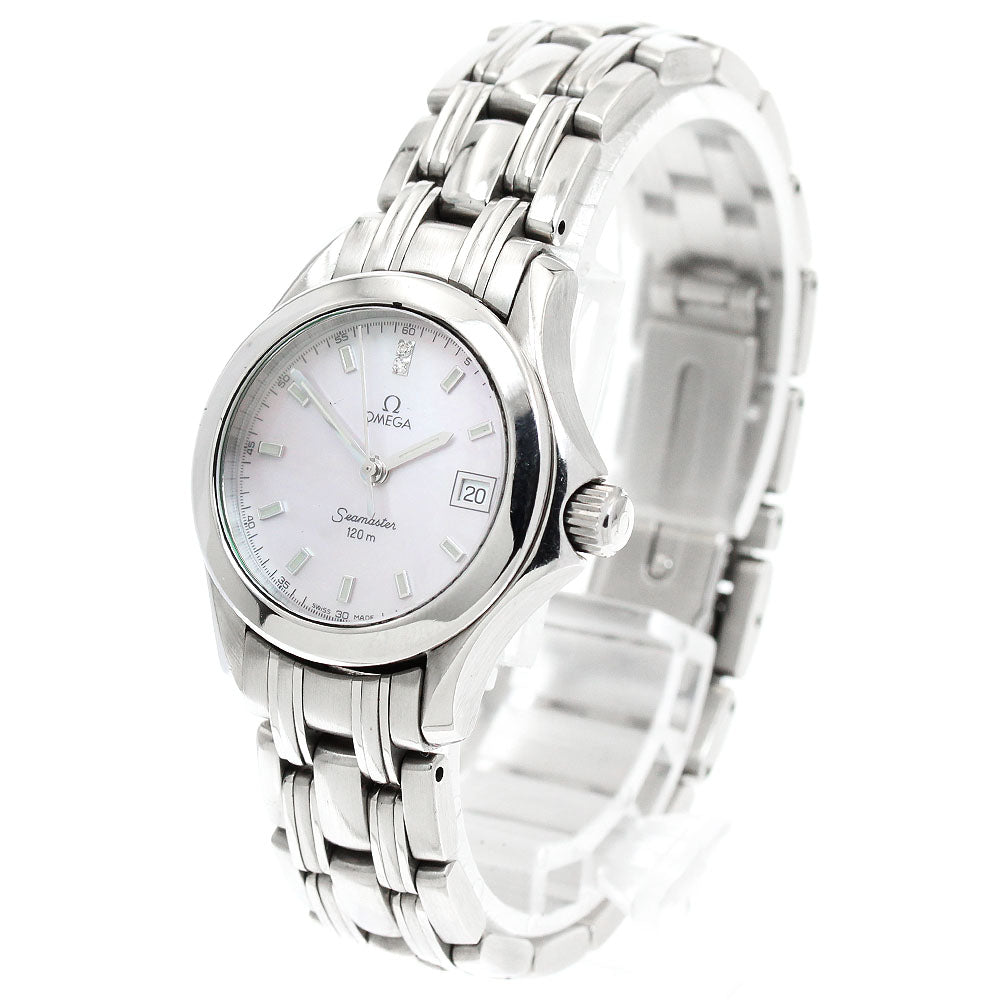 OMEGA Seamaster120 2581.74 2P diamond Pink shell Dial Quartz Ladies Watch_952511