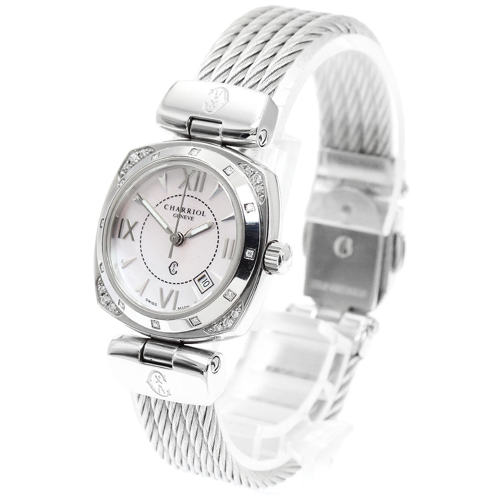 PHILIPPE CHARRIOL Alexander Ref.ALEXS Diamond Bezel White shell Dial Quartz Ladies Watch_952512