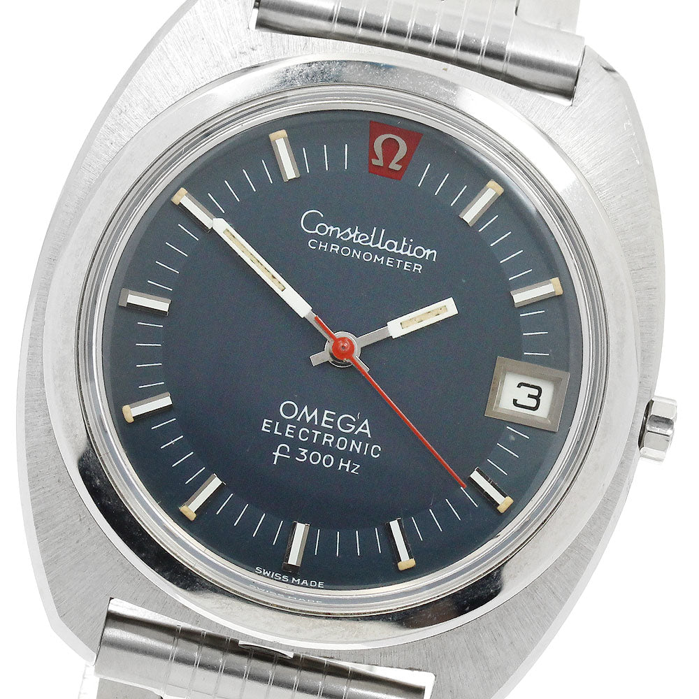 OMEGA Constellation Electronic Date Navy Dial tuning fork Men's Watch_952527