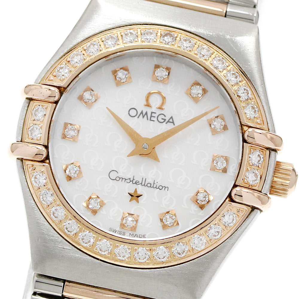 OMEGA Constellation Mini 1360.75 12P diamond bezel White shell Dial Quartz Ladies Watch_952534
