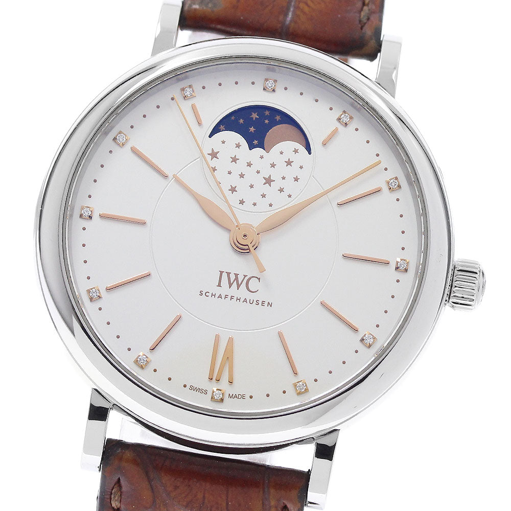 IWC SCHAFFHAUSEN Portofino IW459011 Moon Phase 12P Diamond Silver Dial Automatic Men's Watch_952539