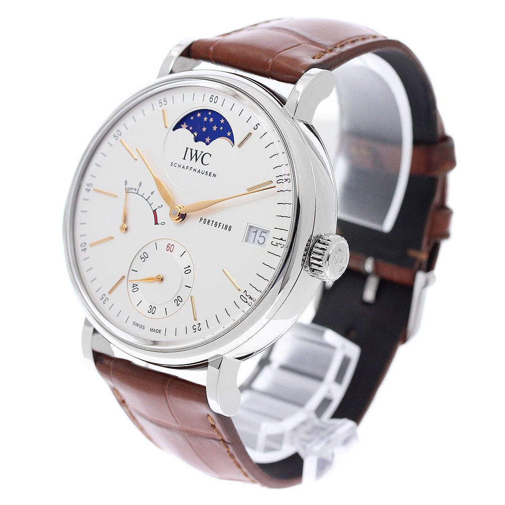 IWC SCHAFFHAUSEN Portofino IW516401 Moon Phase 8 Days Silver Dial Hand Winding Men's Watch_952540