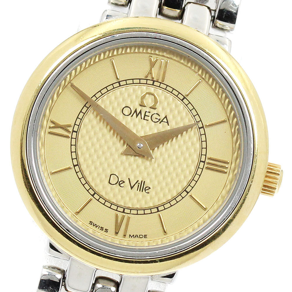 OMEGA De Ville 7374.11 YG2 tone Gold Dial Quartz Ladies Watch_952554