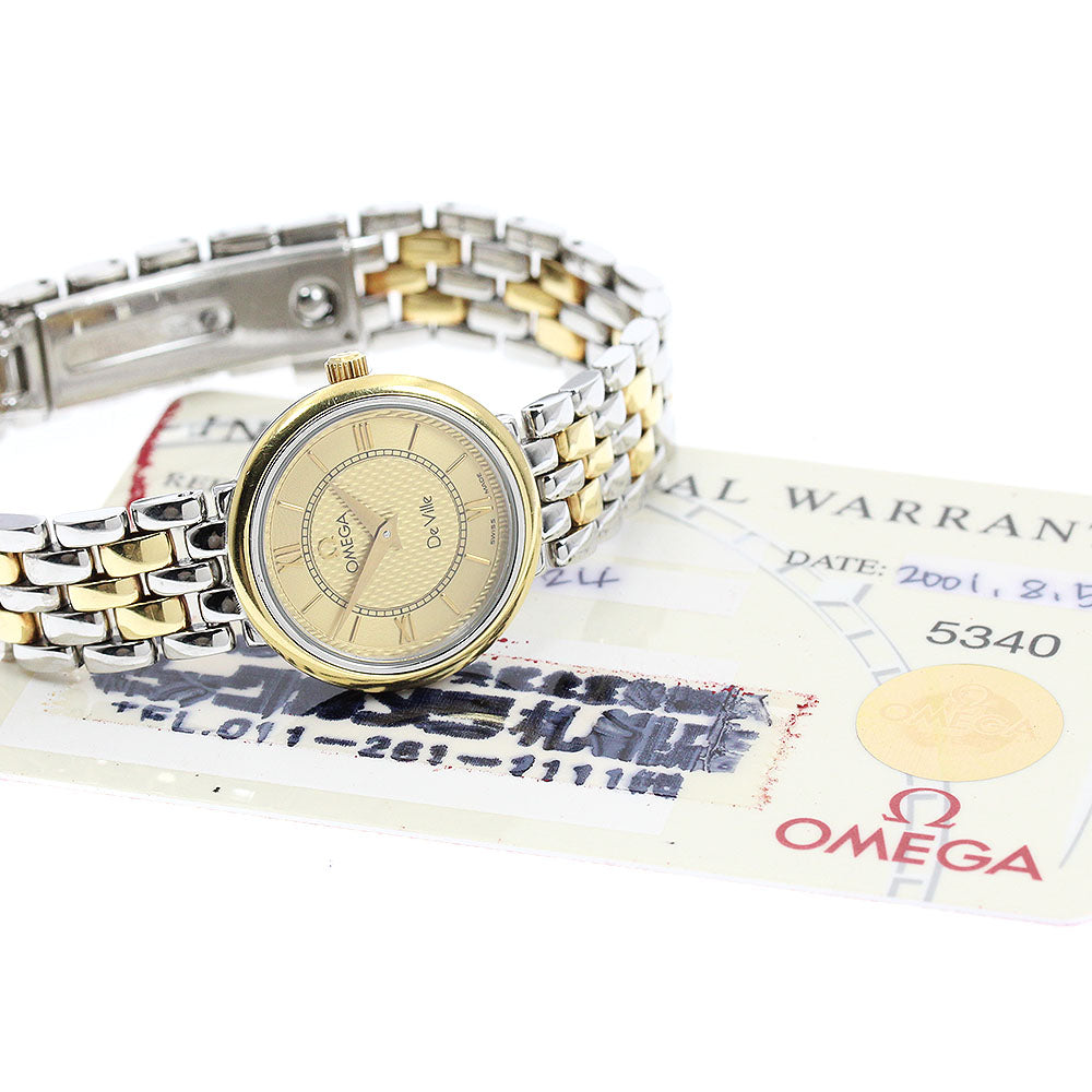 OMEGA De Ville 7374.11 YG2 tone Gold Dial Quartz Ladies Watch_952554