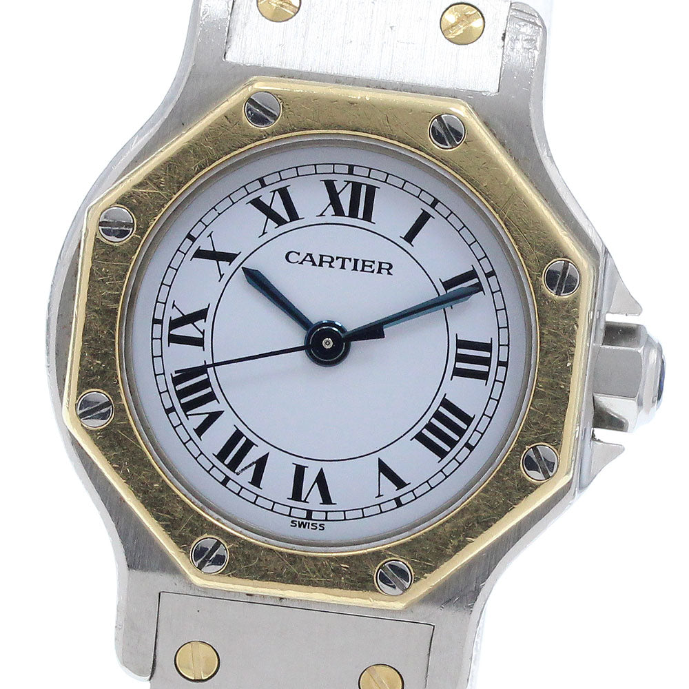 CARTIER Santos Octagon SM YG bezel white Dial Automatic Ladies Watch_952558