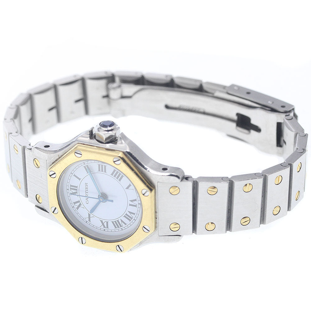 CARTIER Santos Octagon SM YG bezel white Dial Automatic Ladies Watch_952558