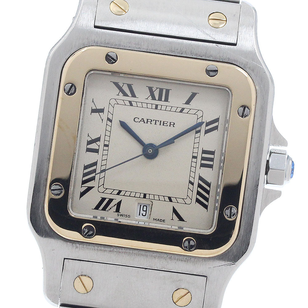 CARTIER Santos GalbeeLM W20011C4 Date YG bezel beige Dial QZ Men's Watch_952602