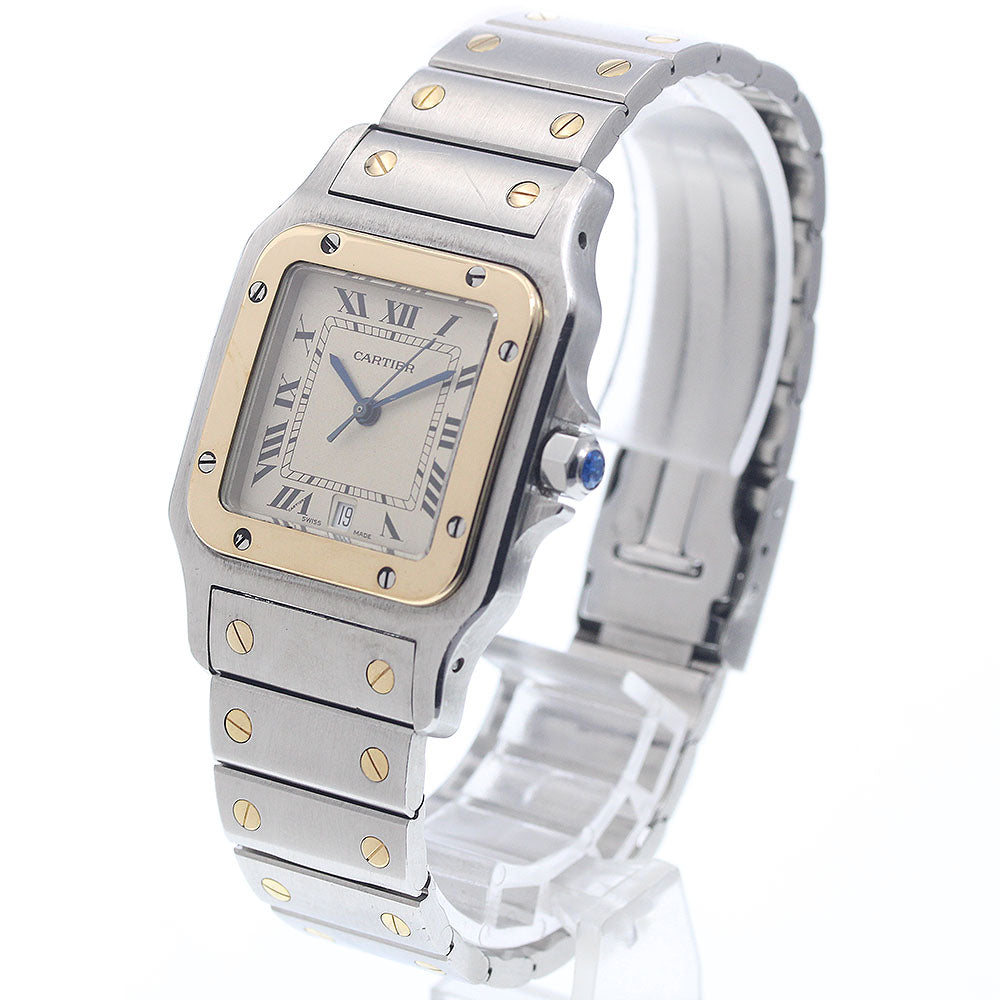 CARTIER Santos GalbeeLM W20011C4 Date YG bezel beige Dial QZ Men's Watch_952602