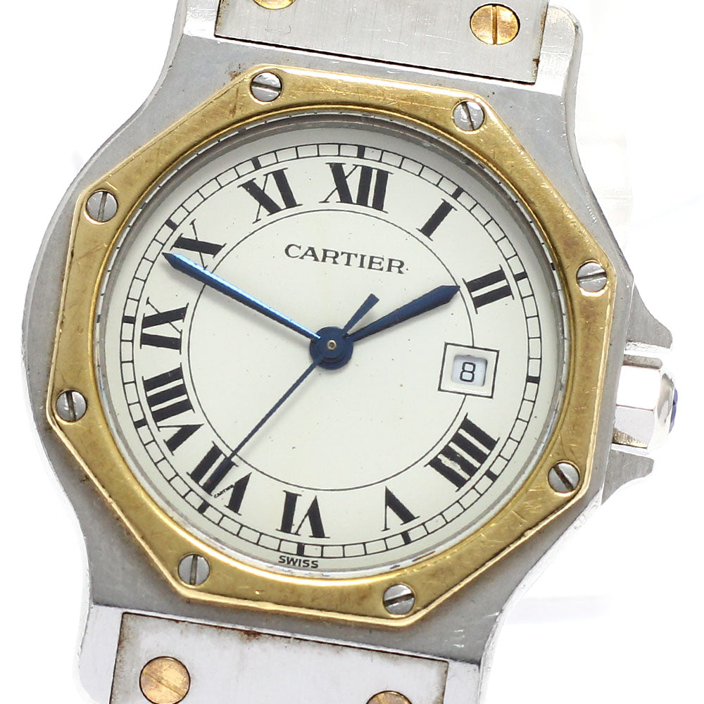 CARTIER Santos Octagon LM Ref.不明 YG bezel white Dial Automatic Men's Watch_952674