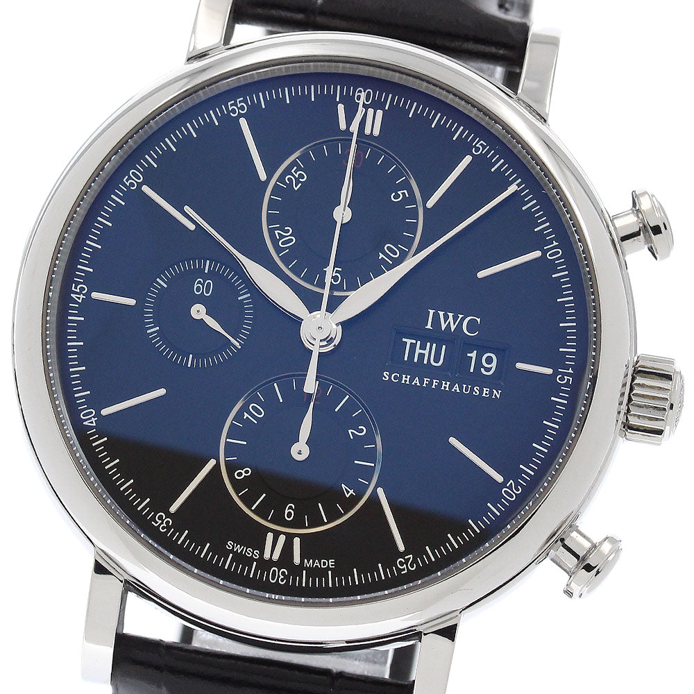 IWC SCHAFFHAUSEN Portofino IW391029 Chronograph day date black Dial Automatic Men's Watch_952744