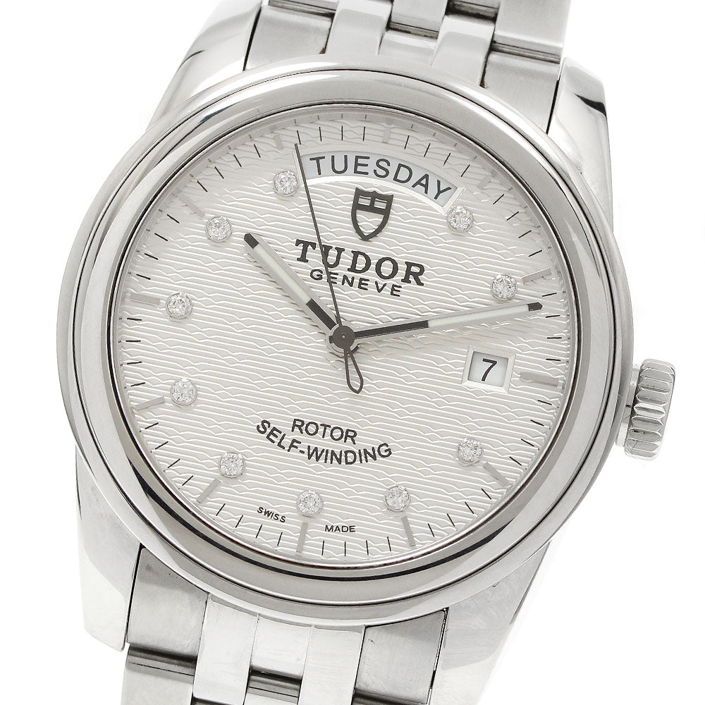 TUDOR Glamor Date Day 56000 10P diamond Silver Dial Automatic Men's Watch_952751