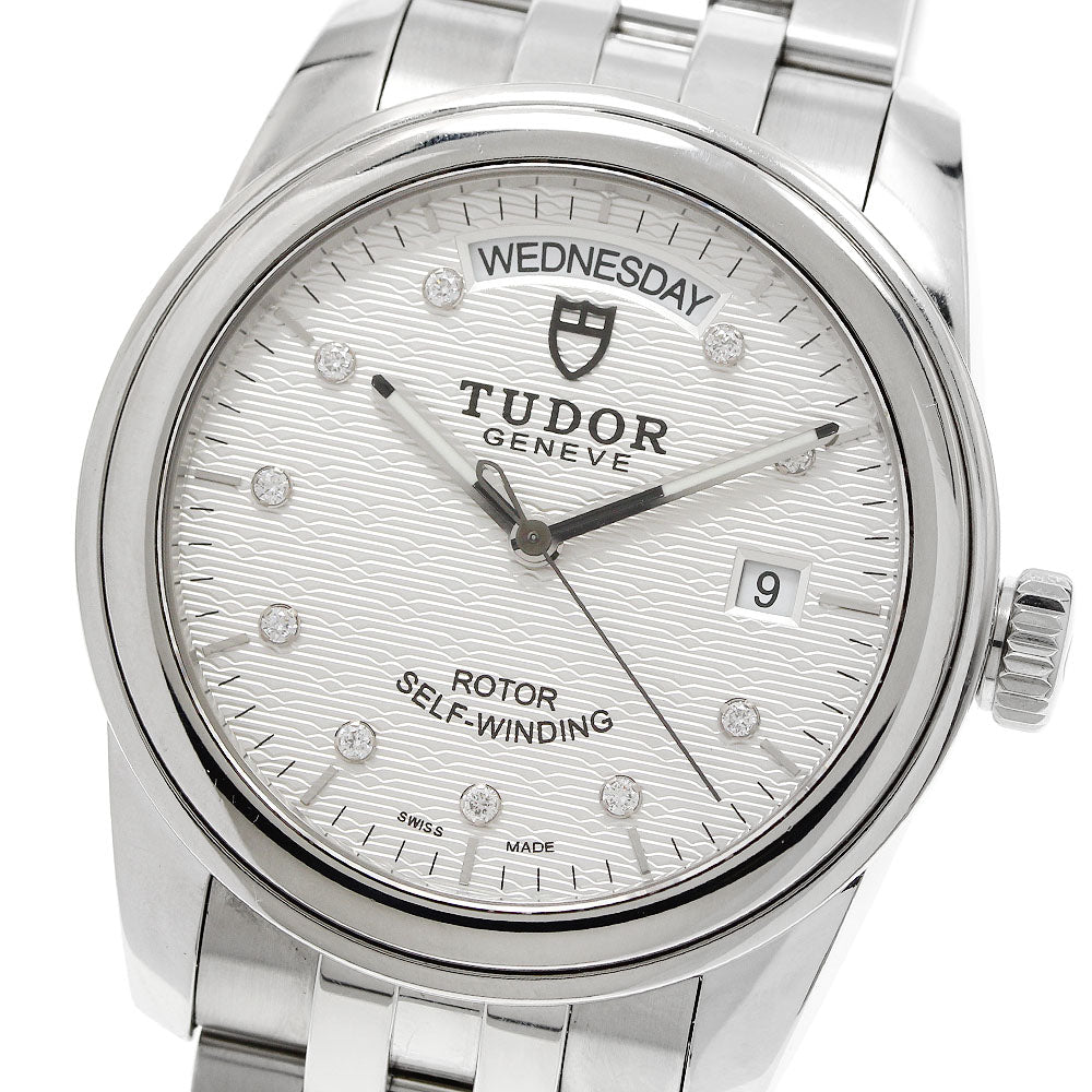 TUDOR Glamor Date Day 56000 10P diamond Silver Dial Automatic Men's Watch_952752
