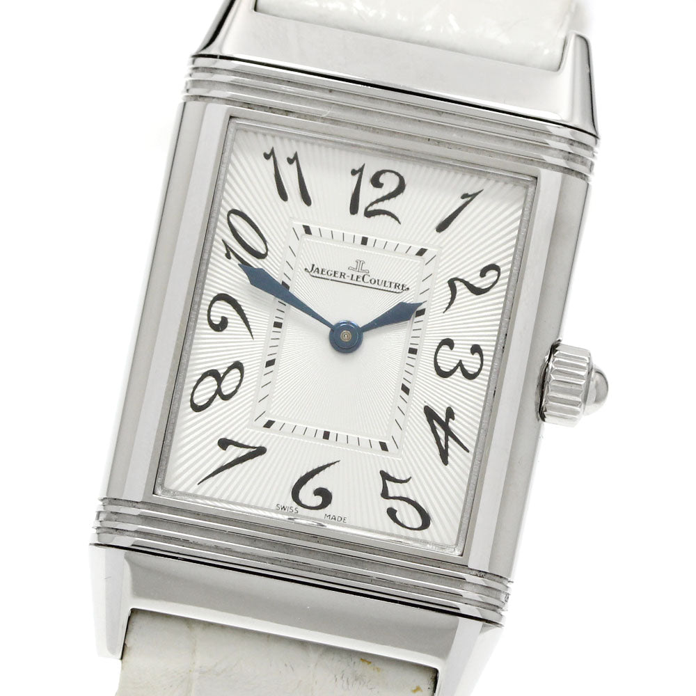 JAEGER-LECOULTRE Reverso Duet Classic 256.8.75/Q2568402 Diamond Bezel Silver / Black Dial Hand Winding Ladies Watch_952774