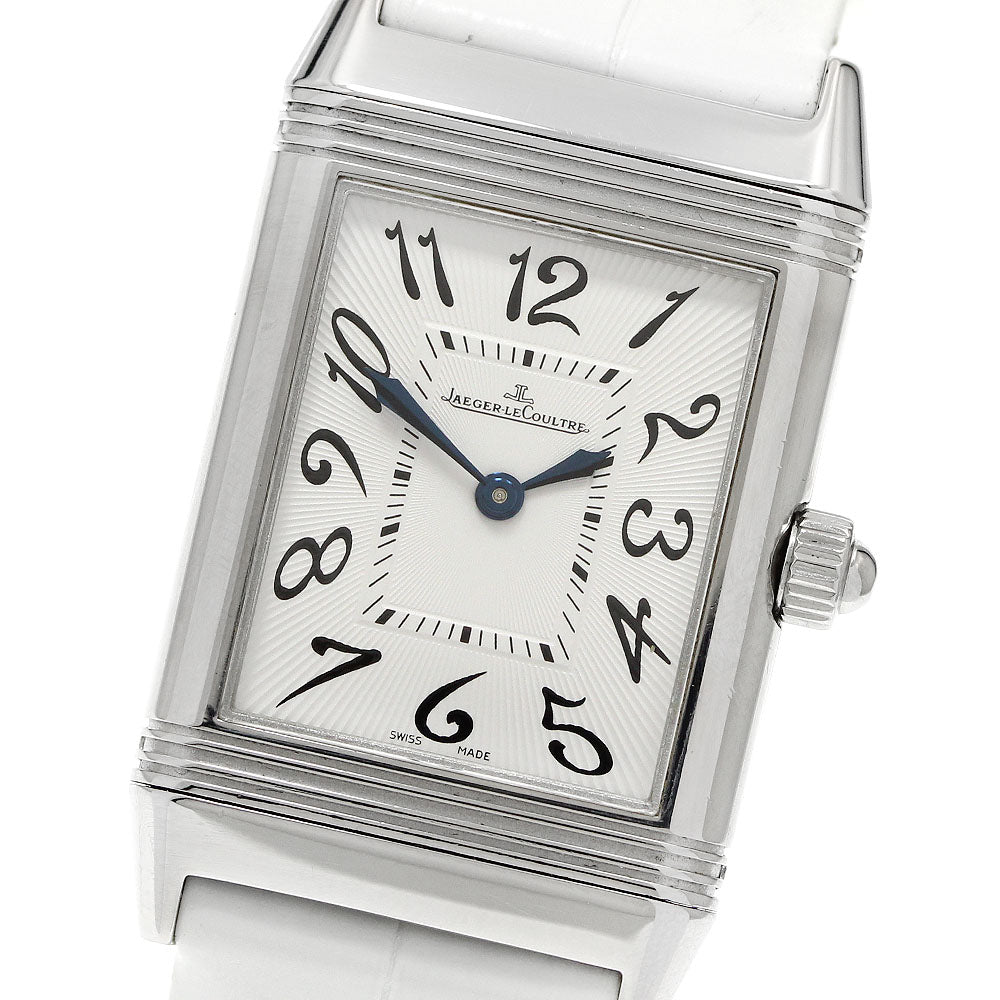 JAEGER-LECOULTRE Reverso Duet Classic 256.8.75/Q2568402 Diamond Bezel Silver / Black Dial Hand Winding Ladies Watch_952775