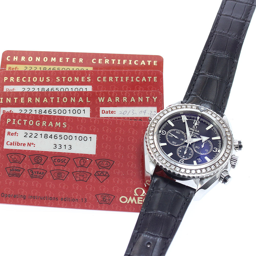 OMEGA Seamaster Planet Ocean 222.18.46.50.01.001 chronograph diamond bezel black Dial Automatic Men's Watch_952781