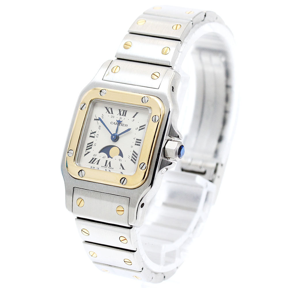 CARTIER Santos Galbee SM W20008C4 YG2 tone Moon phase Quartz Ladies Watch_952834