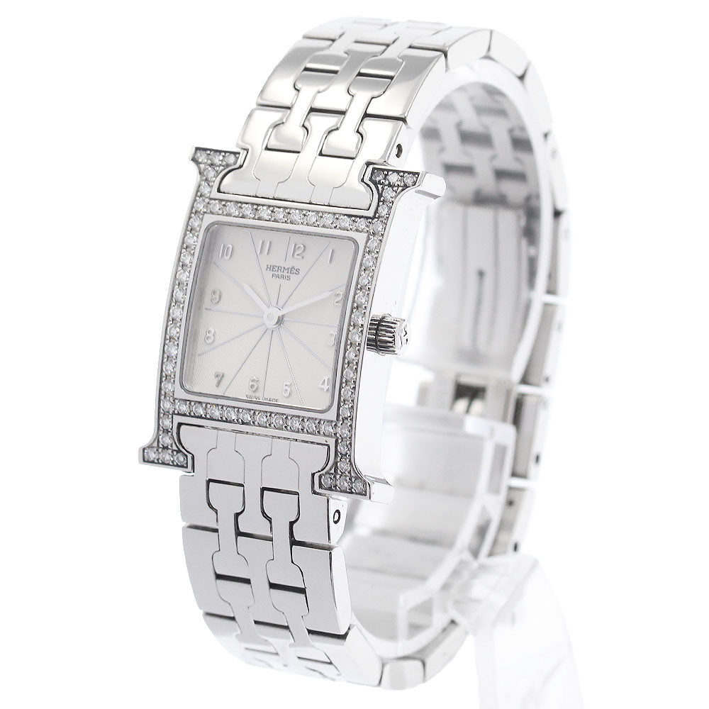HERMES H watch HH1.230 Diamond Bezel Silver Dial Quartz Ladies Watch_953397