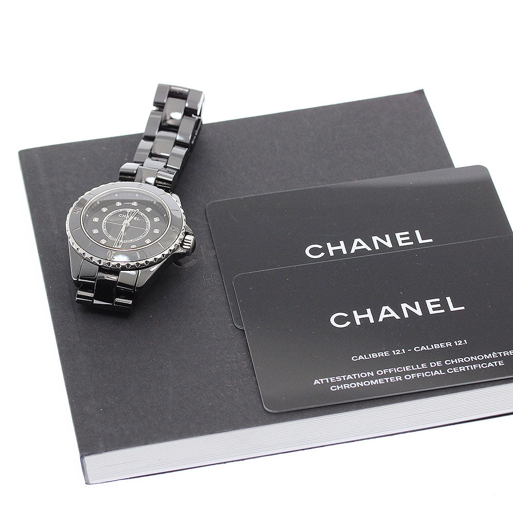 CHANEL J12 H5701 Black Ceramic 33MM 12P Diamond Quartz Ladies Watch_953439