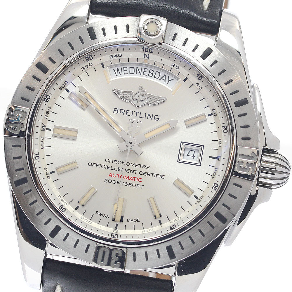 BREITLING Galactic 44 A45320 Day date Silver Dial Automatic Men's Watch_953533
