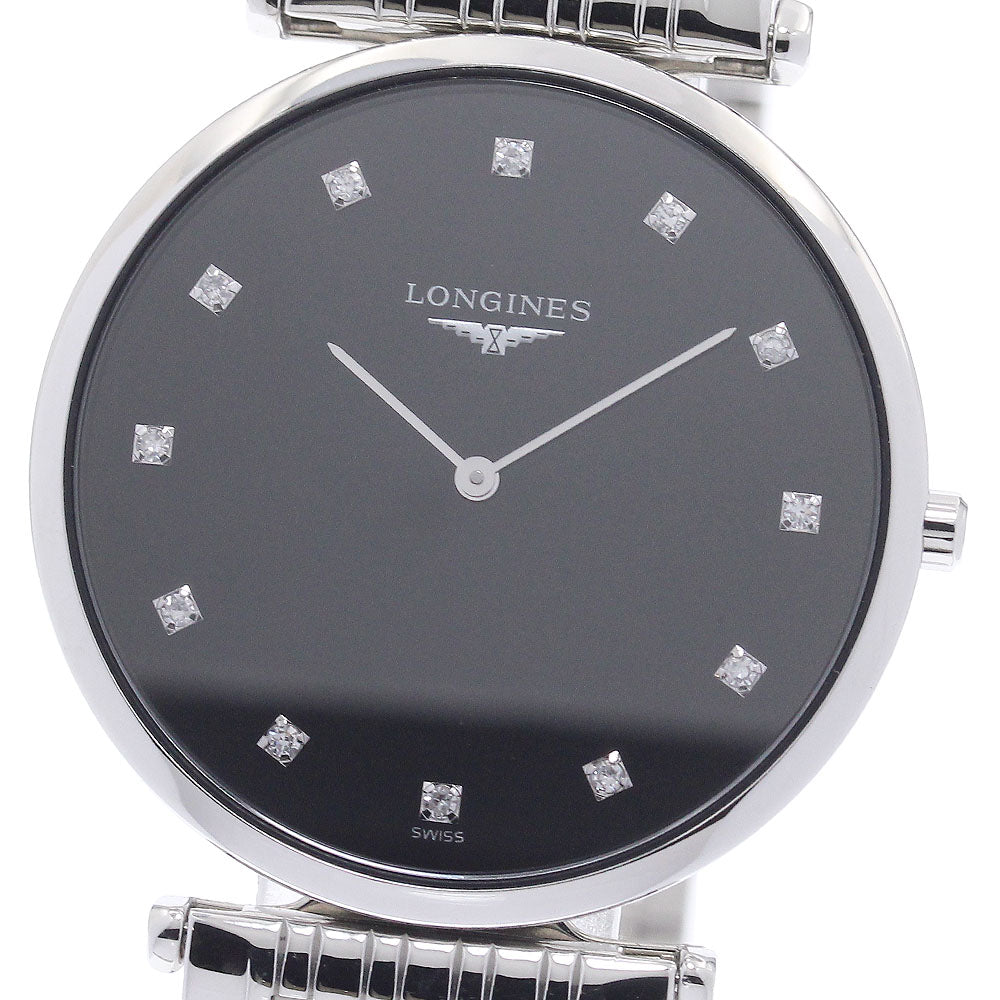LONGINES Grand classic L4.709.4 12P diamond Black Dial Quartz Men's Watch_953534