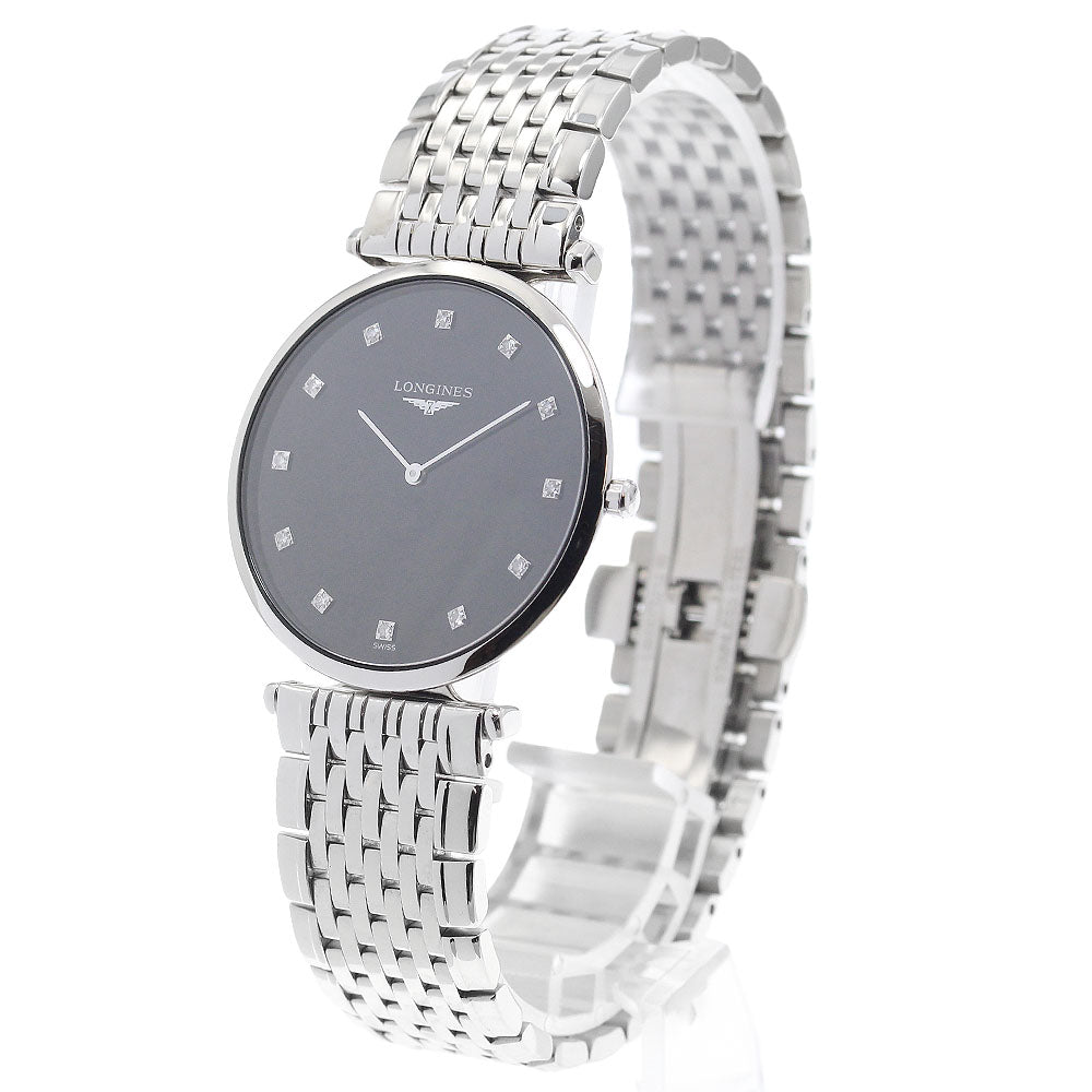 LONGINES Grand classic L4.709.4 12P diamond Black Dial Quartz Men's Watch_953534