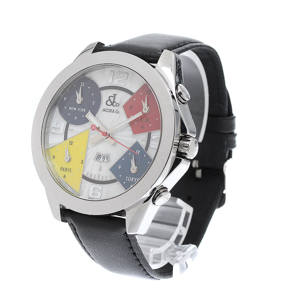 JACOB&CO 5 Time zone Date Silver/Multicolor Dial Quartz Men's Watch_953572