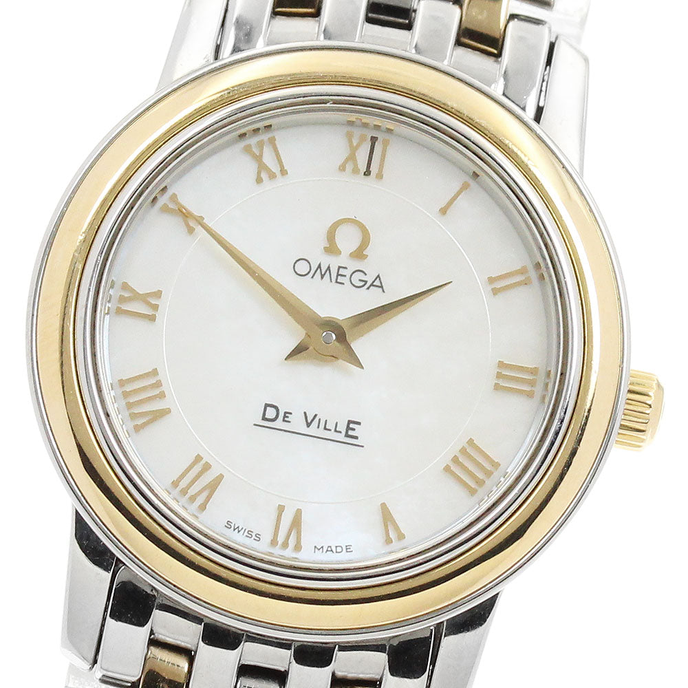 OMEGA De Ville 4370.71 YG2 tone White shell Dial Quartz Ladies Watch_953581