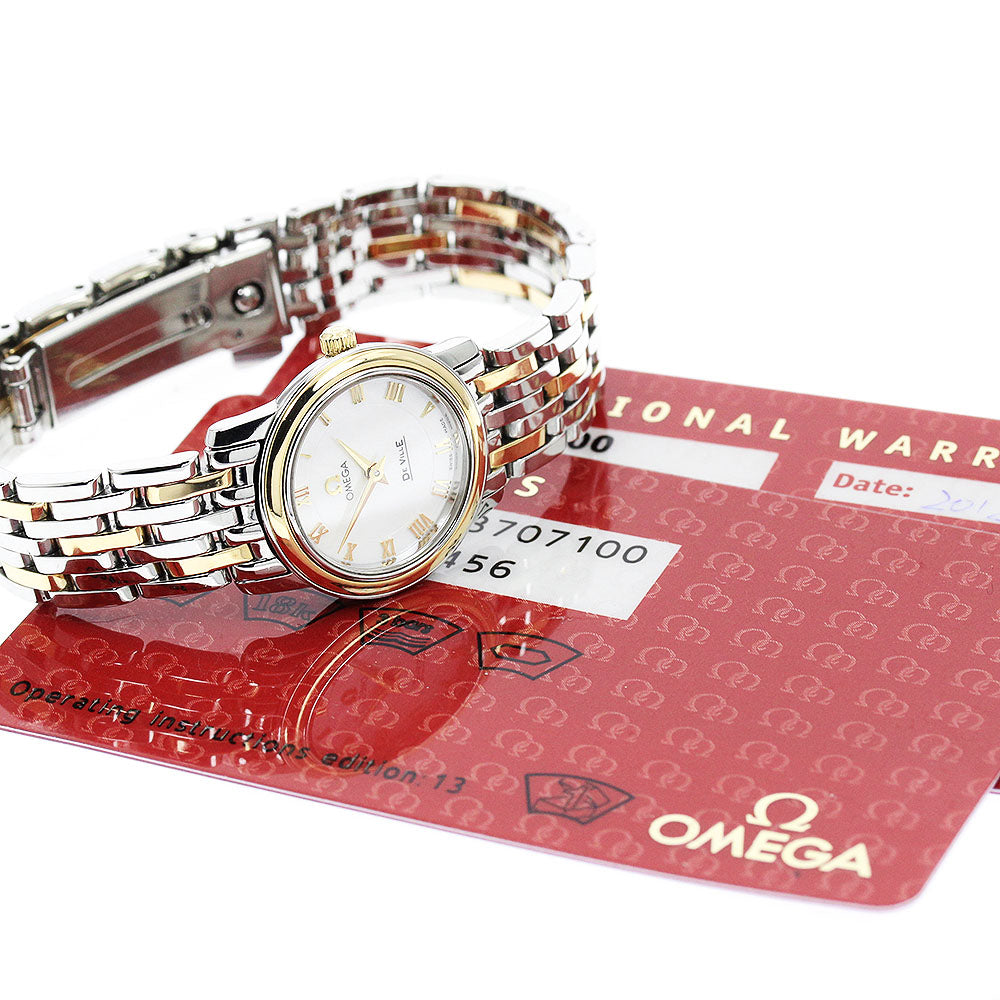 OMEGA De Ville 4370.71 YG2 tone White shell Dial Quartz Ladies Watch_953581