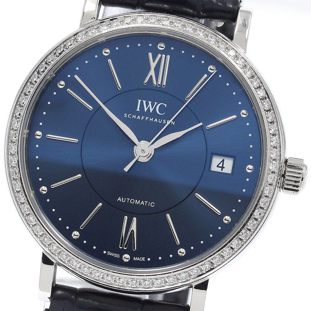 IWC SCHAFFHAUSEN Portofino 37 IW458111 Diamond Bezel Navy Dial Automatic Boy's Watch_954024