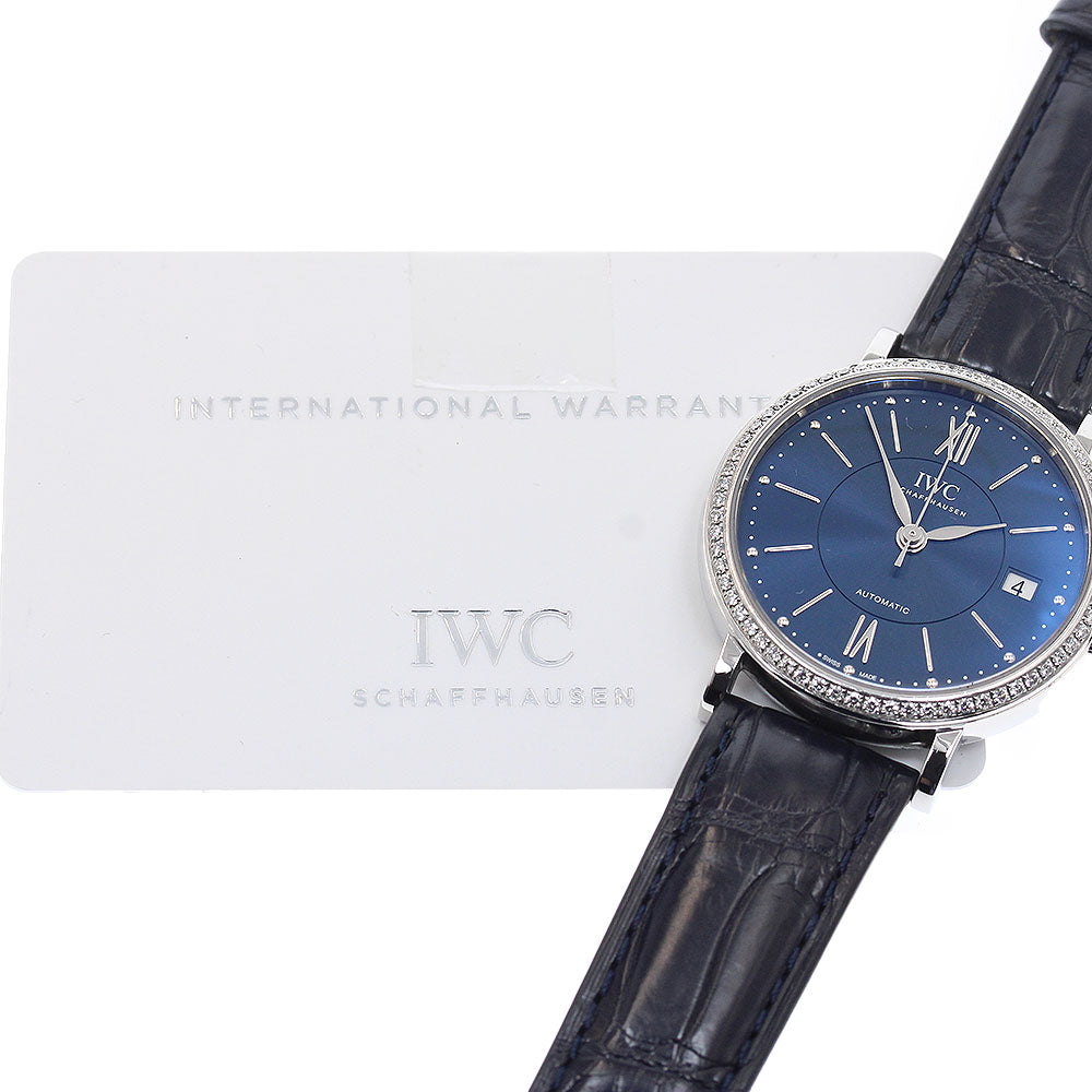 IWC SCHAFFHAUSEN Portofino 37 IW458111 Diamond Bezel Navy Dial Automatic Boy's Watch_954024