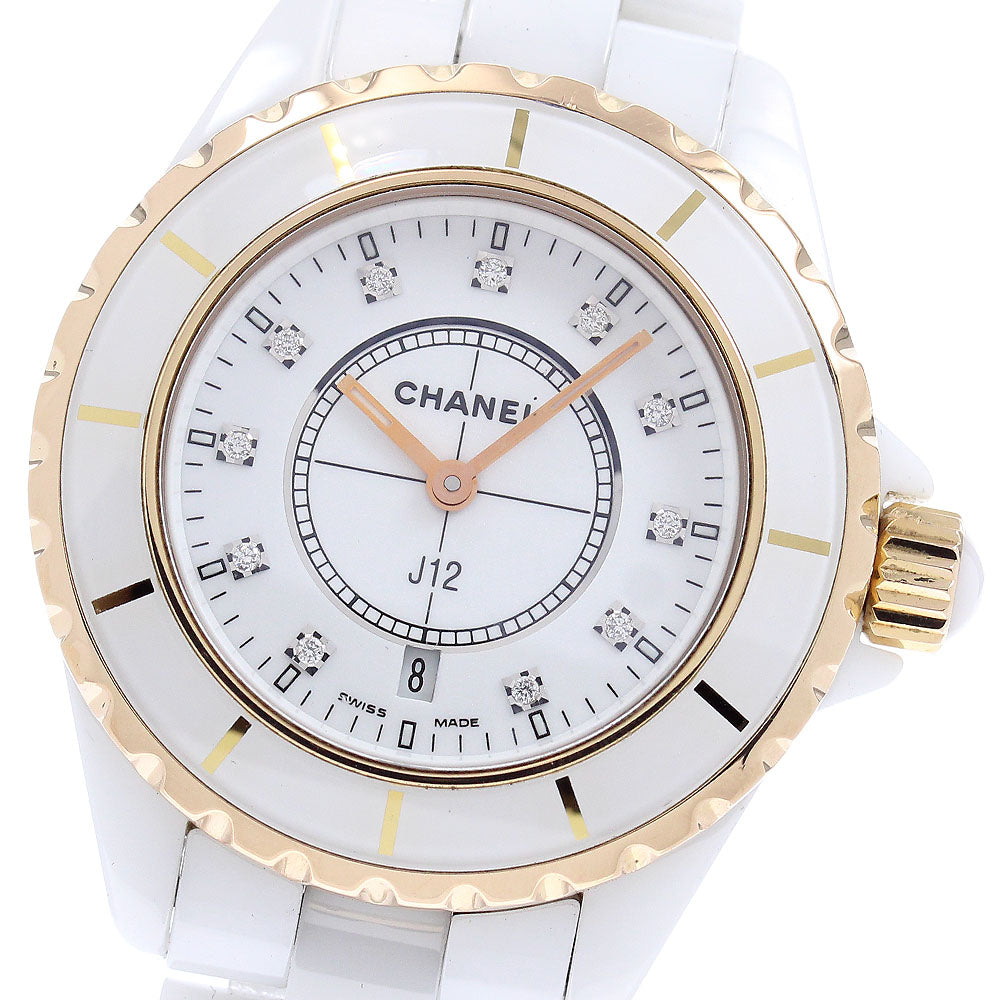 CHANEL J12 H2181 11P diamond PG bezel white Dial Quartz Ladies Watch_954058
