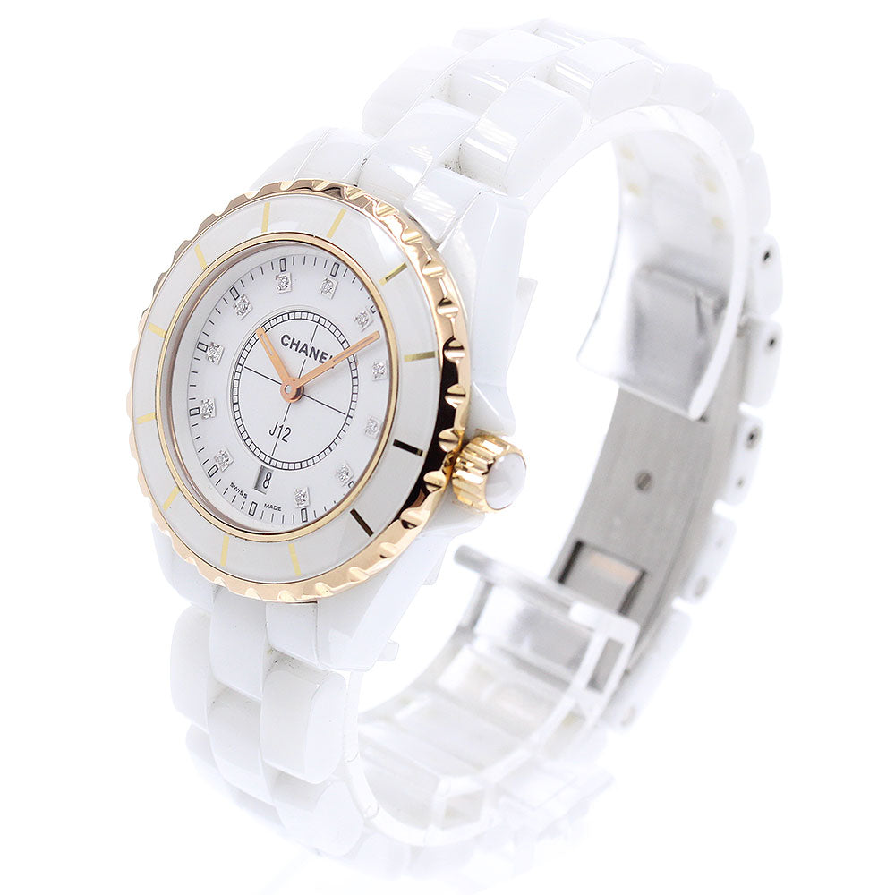 CHANEL J12 H2181 11P diamond PG bezel white Dial Quartz Ladies Watch_954058