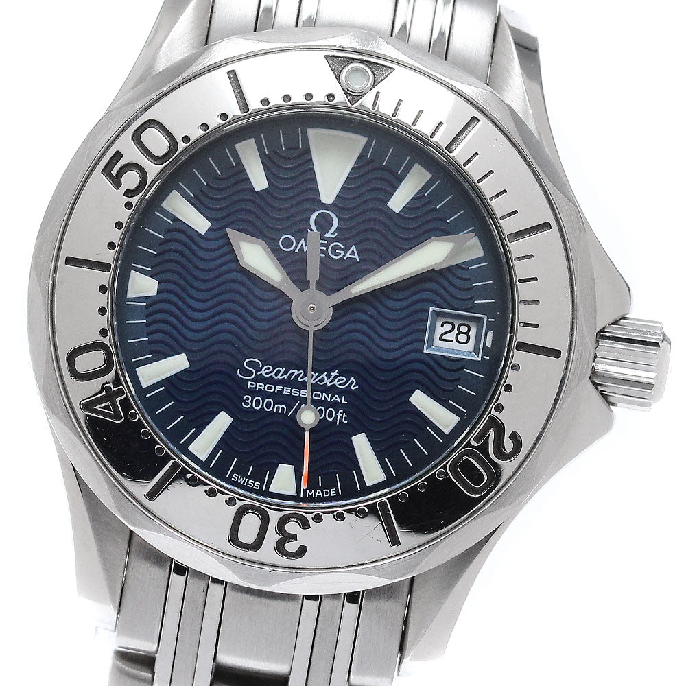 OMEGA Seamaster300 Jack Mayol 2584.80 Date Navy Dial Quartz Ladies Watch_954059