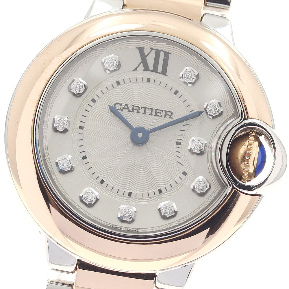 CARTIER Baron blue SM W3BB0005 11P Diamond K18PG Quartz Ladies Watch_954062