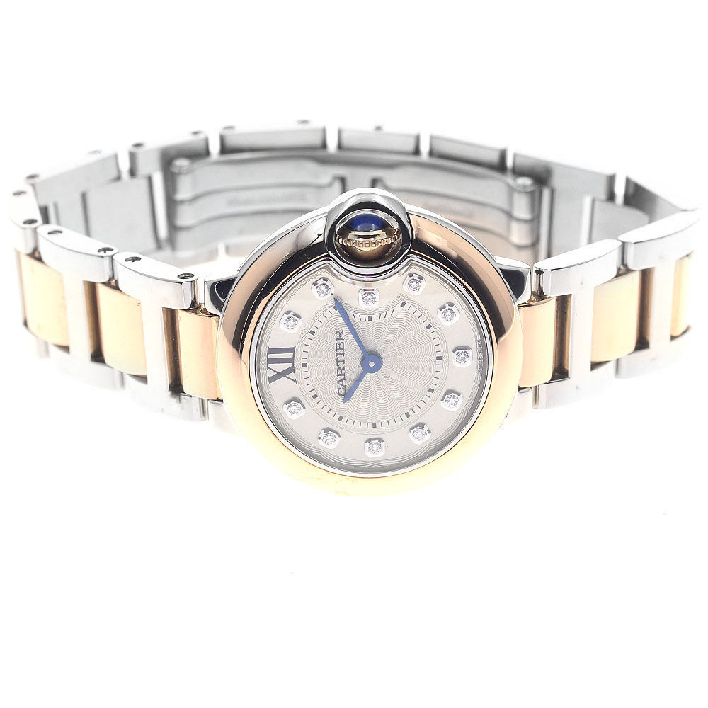 CARTIER Baron blue SM W3BB0005 11P Diamond K18PG Quartz Ladies Watch_954062