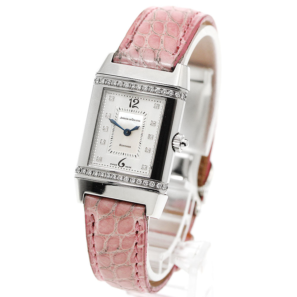 JAEGER-LECOULTRE Reverso 265.8.08/QA265801 Diamond Bezel Silver / white shell Dial Quartz Ladies Watch_954239