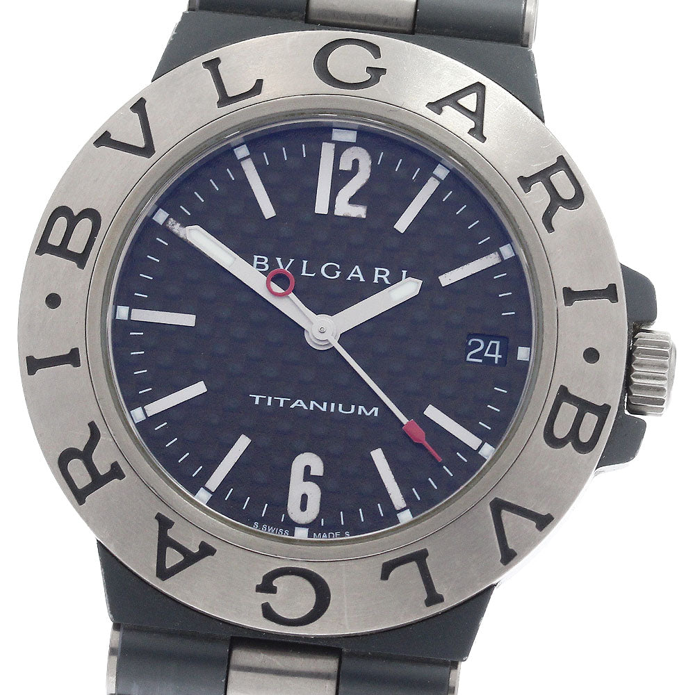 BVLGARI Diagono Titanium TI38TA Date Black carbon Dial Automatic Men's Watch_954249