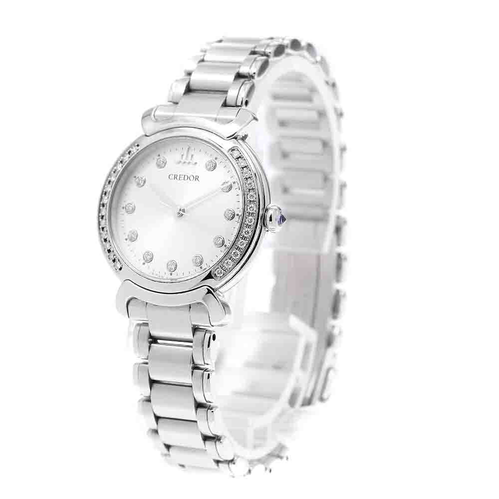 SEIKO CREDOR Linearx GSAS943/4J81-0AZ0 11P diamond bezel Quartz Ladies_954273