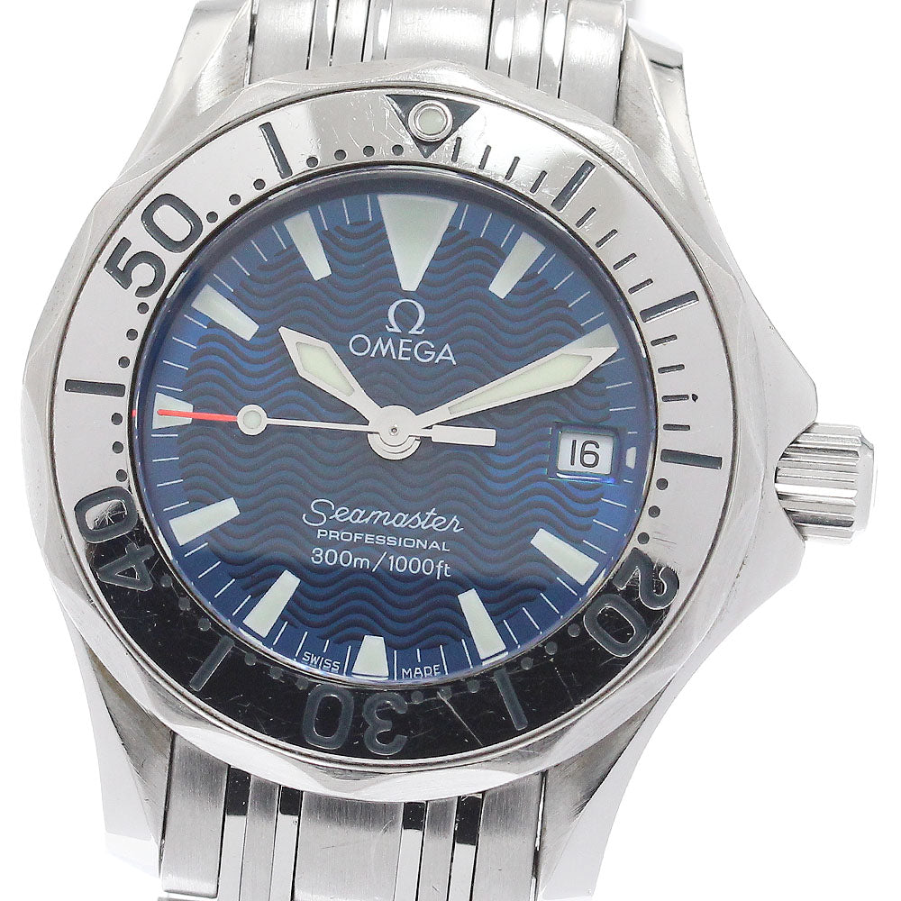 OMEGA Seamaster300m 2283.80 Date Blue Dial Quartz Ladies Watch_954629