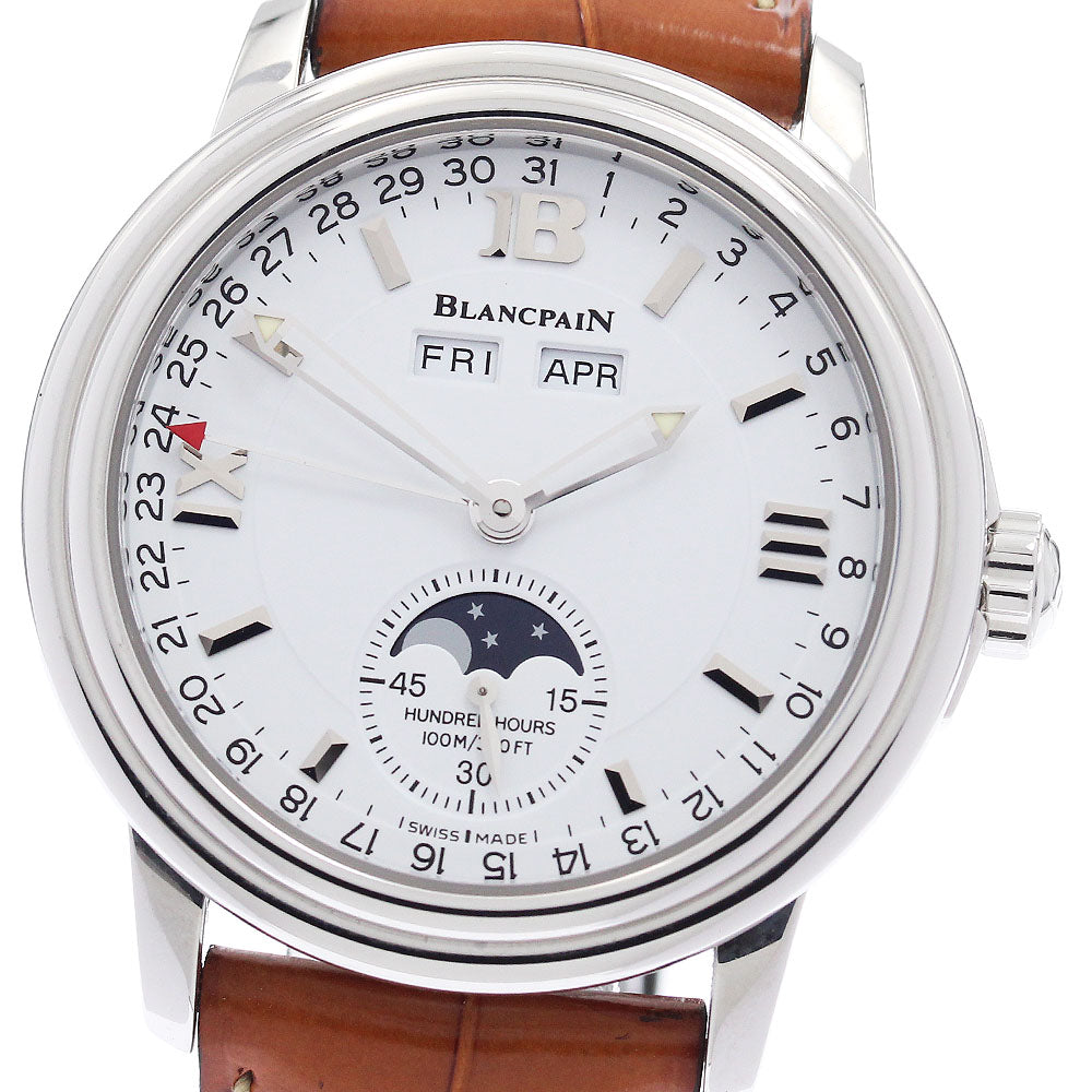 Blancpain Leman 2763-1127A-5313 Triple calendar moon phase white Dial Automatic Men's Watch_954640
