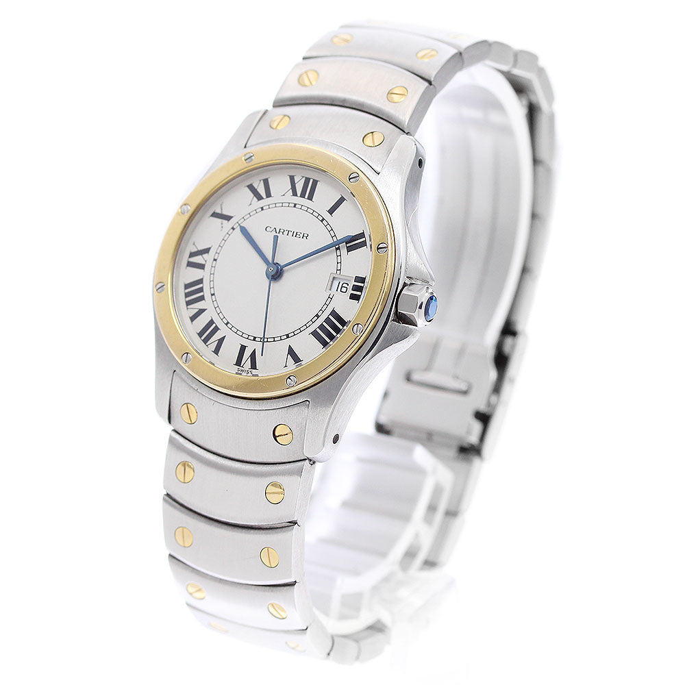 CARTIER Santos Rondo MM W20037R3 Date beige Dial Quartz Boy's Watch_954696