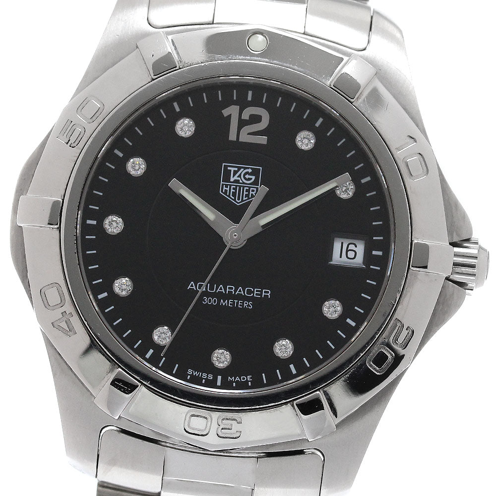 TAG HEUER Aquaracer WAF111C Date 10P diamond Black Dial Quartz Men's _954735