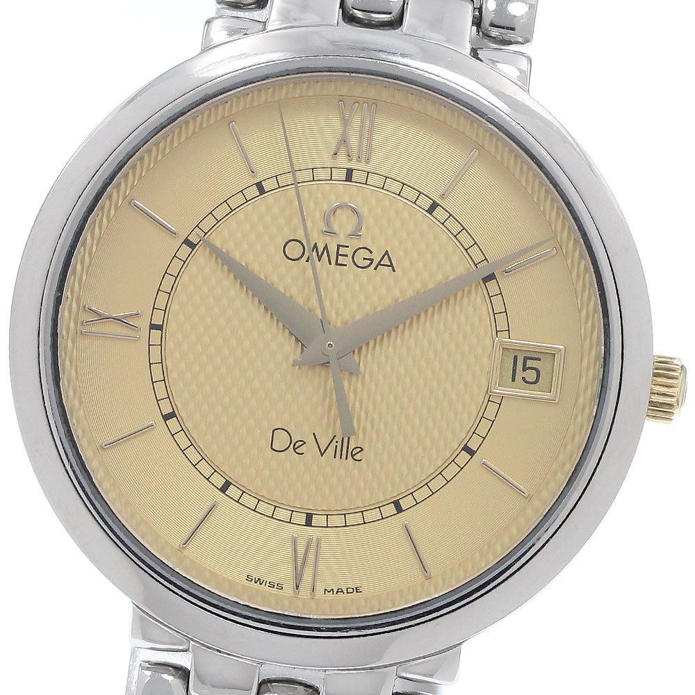 OMEGA De Ville Date Round Gold Dial Quartz Men's Watch_954756