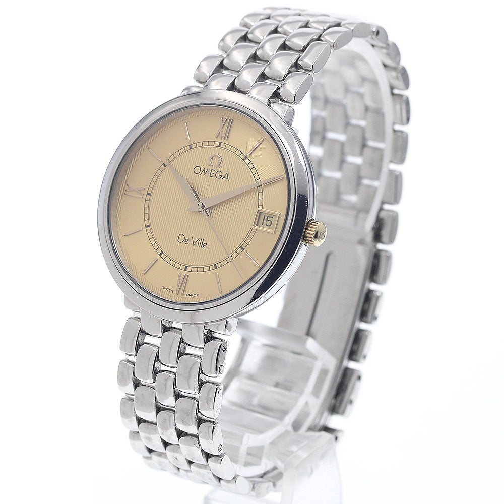 OMEGA De Ville Date Round Gold Dial Quartz Men's Watch_954756