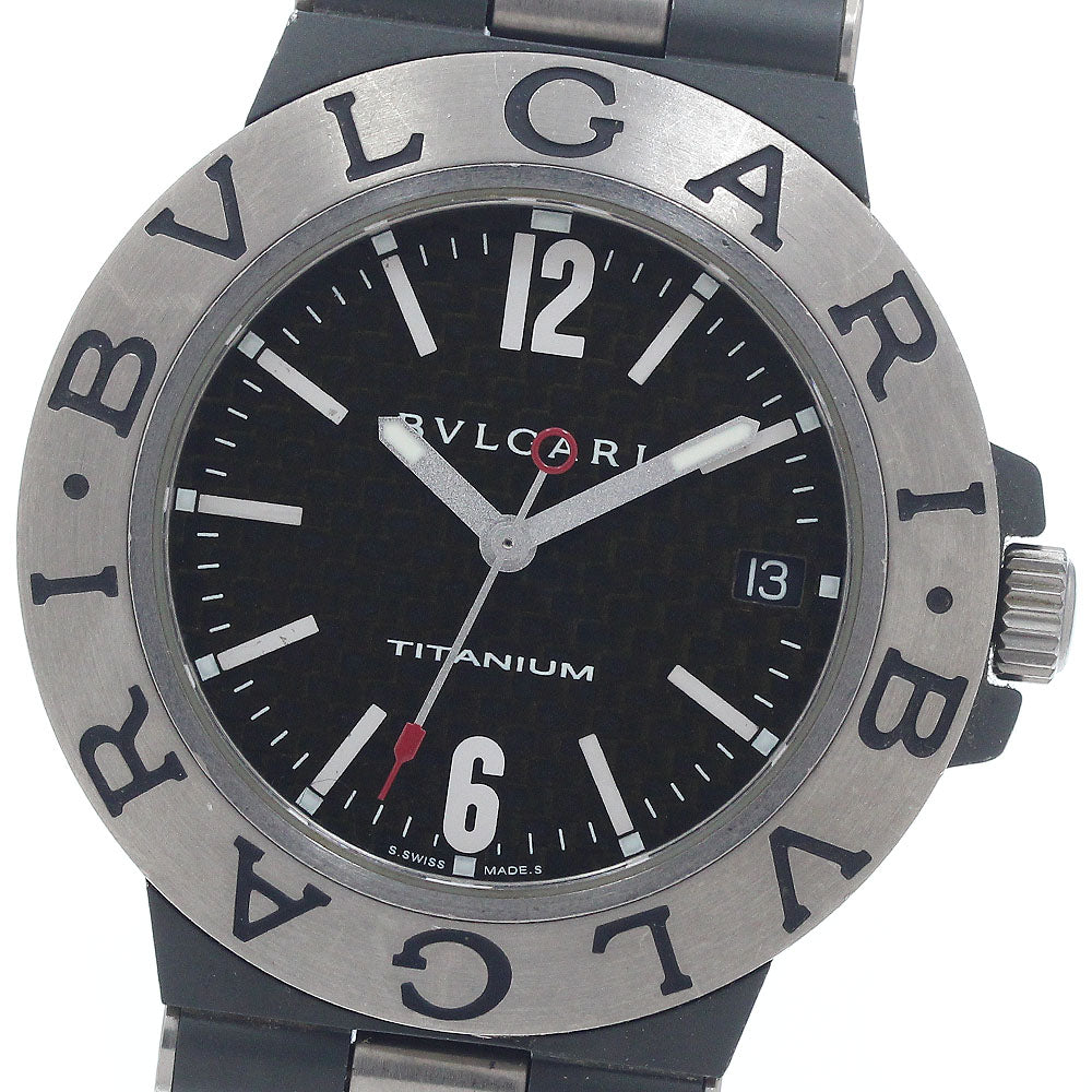 BVLGARI Diagono Titanium TI38TA Date Black carbon Dial Automatic Men's Watch_954760