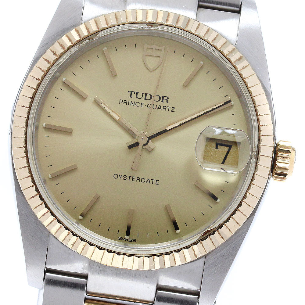 TUDOR Prince Oyster Date 84133 Diamond YG bezel Quartz Men's Watch_954815