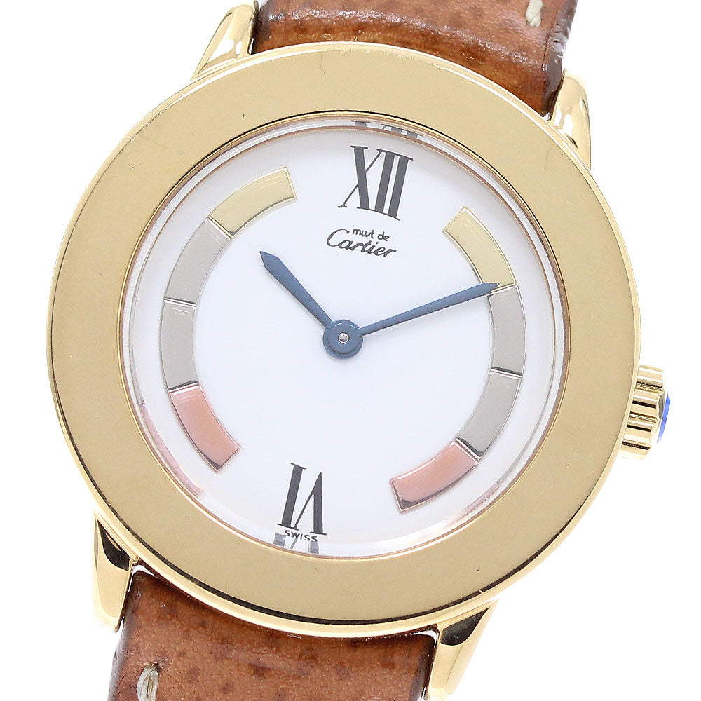 CARTIER Must Rondo W1009143 Vermeille white Dial Quartz Ladies Watch_954821